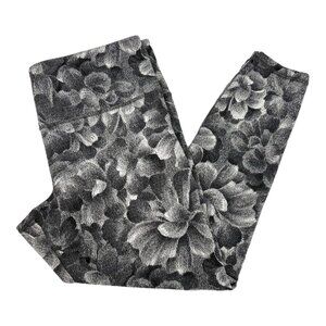 Athleta Gray/White Floral Elation Textured Leggings | Size XL